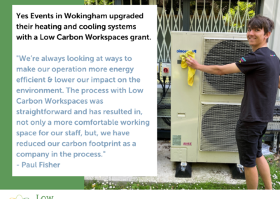 Low Carbon Workspace grant allows Yes Events to upgrade their heating