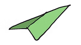 A light green paper aeroplane style arrow